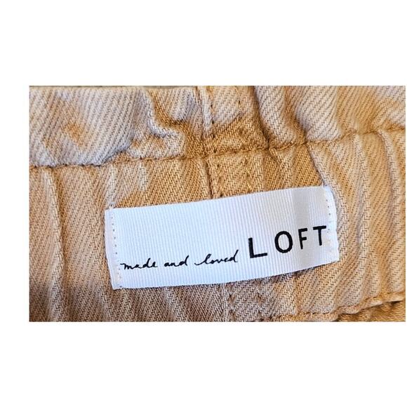 Loft Made And Loved Pants  Fluid Pull On Cargo Pants Tan Wash Womens Sz S - Picture 7 of 8